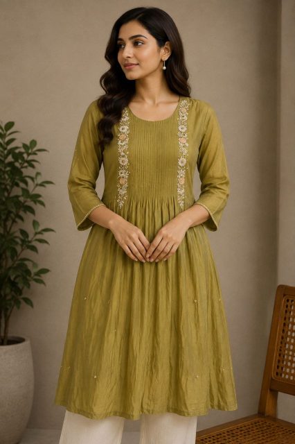 Curry green design top