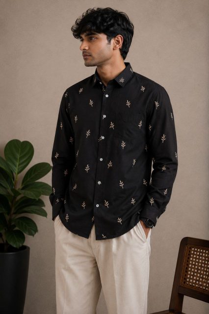 Elan Black leaf design