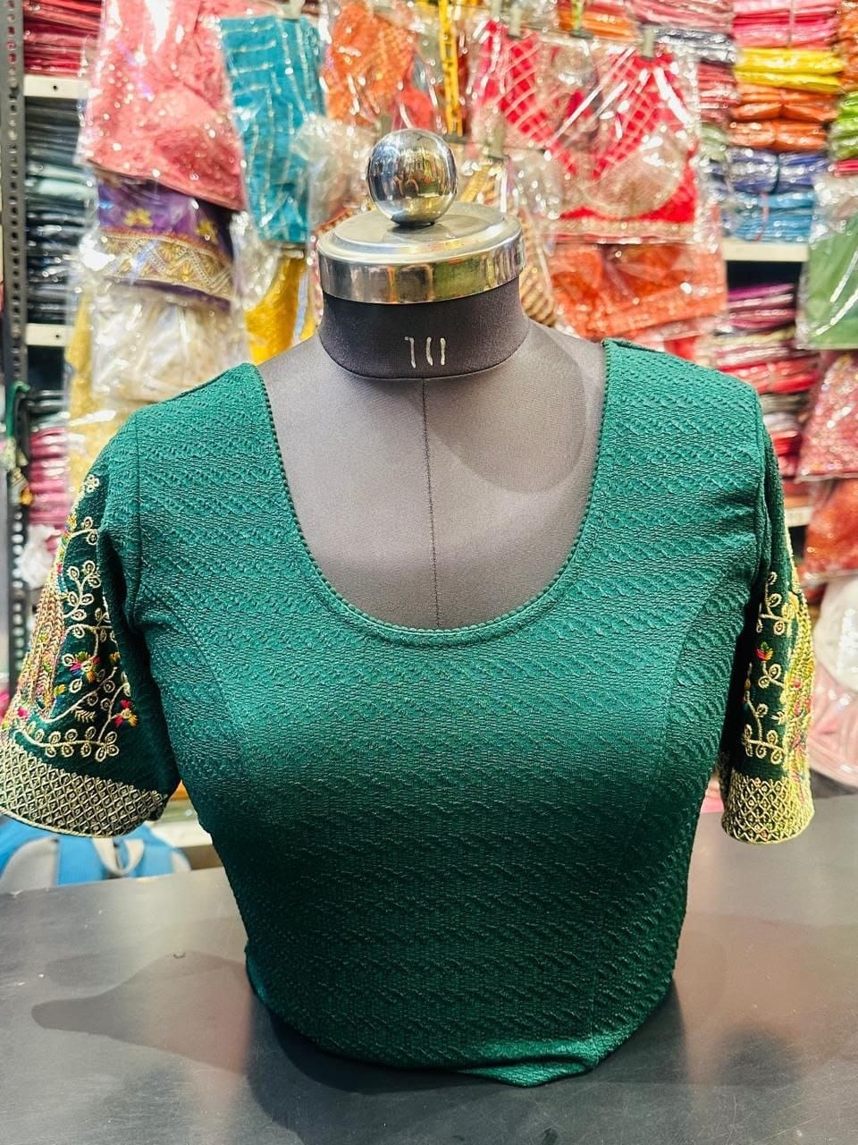 Emerald Green Embroidered Blouse