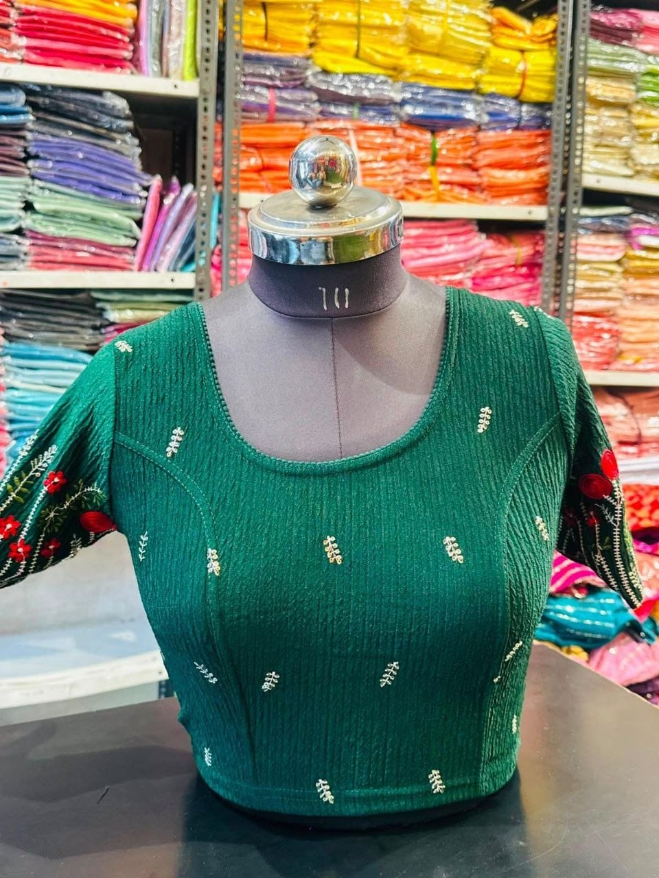 Green Floral Buti Blouse