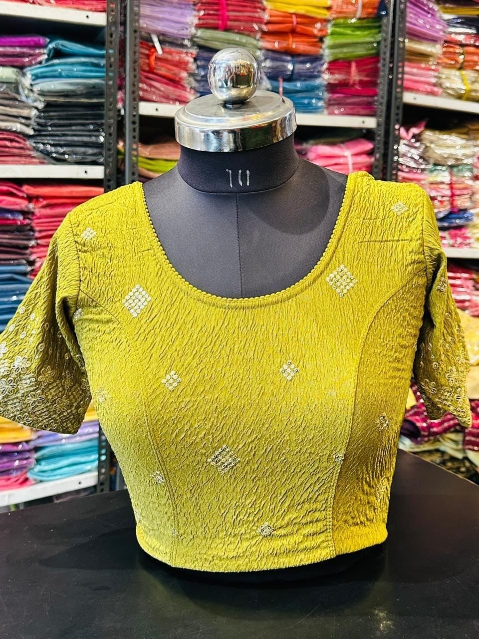 Mehendi Green Stone-Work Blouse