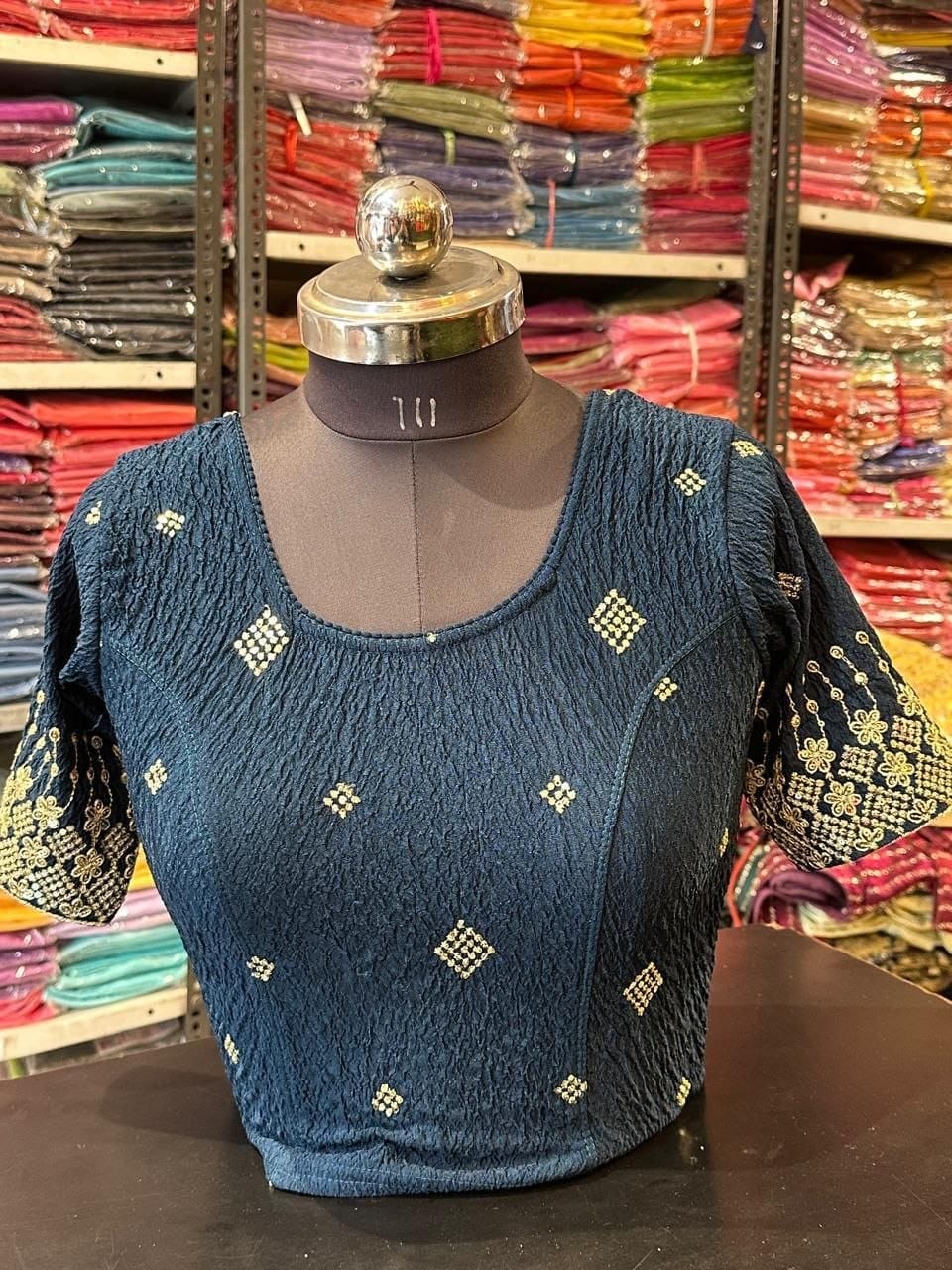 Teal Blue Bandhani Blouse
