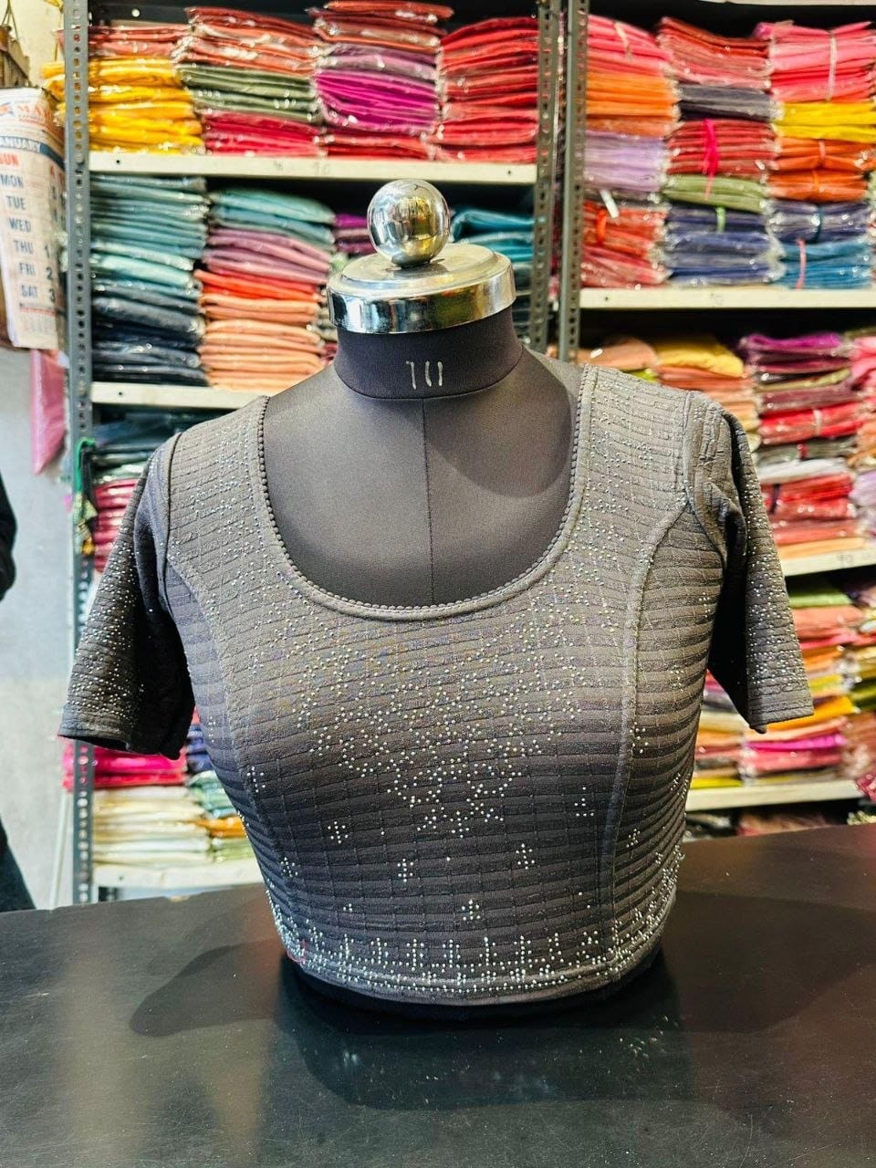 Charcoal Stone-Work Blouse