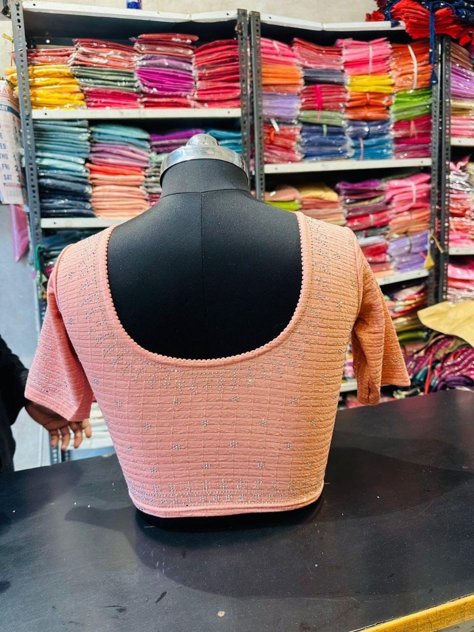 Peach Stone-Work Blouse