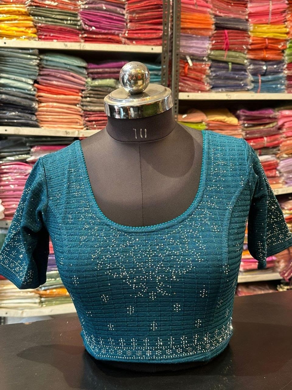 Teal Stone-Work Blouse